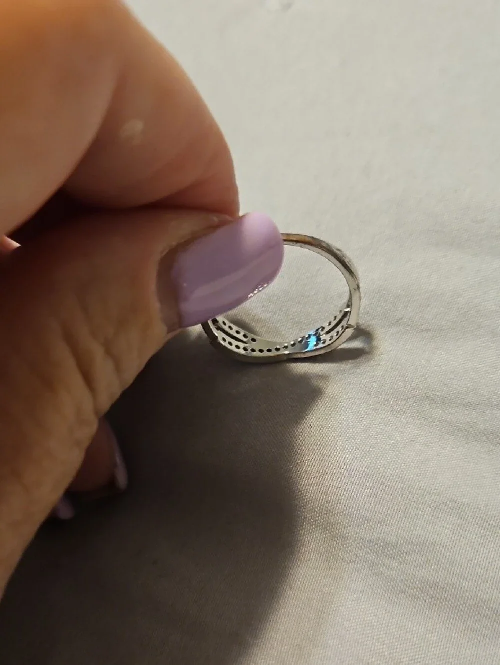 Sterling Silver Crisscross Pavé Ring - Silver